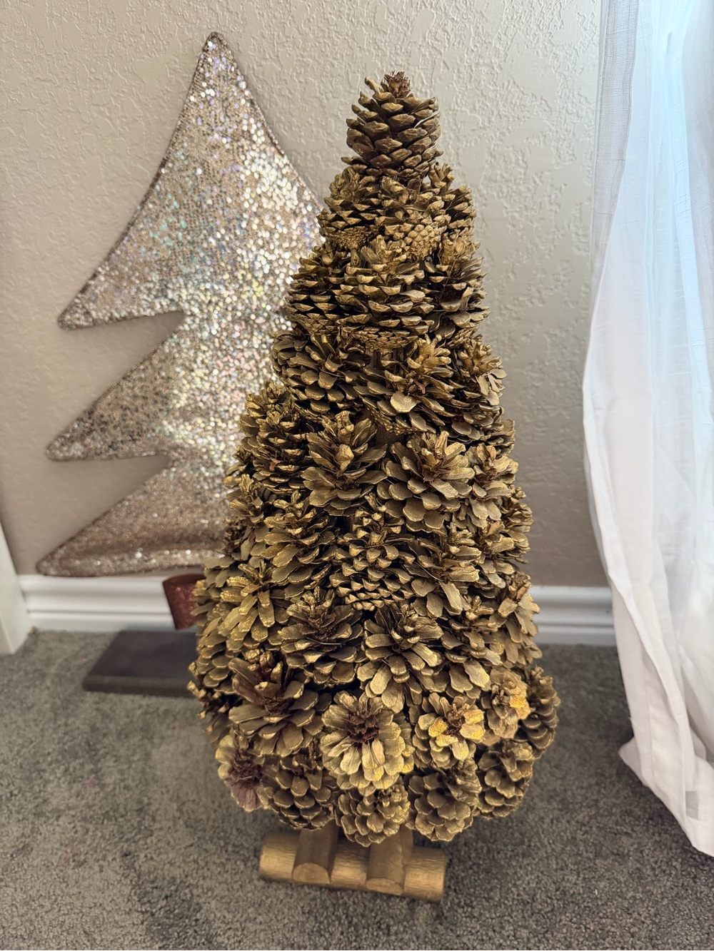 Gold Color  Pine Cone 16" Tree Christmas Decor
